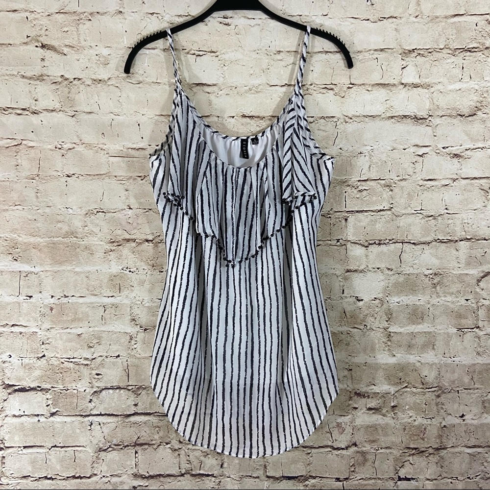 Sioni striped flutter neck dressy cami size small